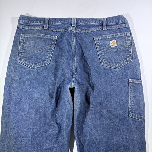 Carhartt FR Denim Utility Jeans 42x32 Blue Fire Resistant Work Pants Distressed - Picture 4 of 13